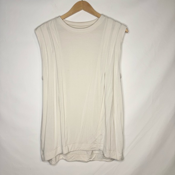 Lululemon Modal Pleated Shoulder Tank Top White Opal Muscle Tee Size 6 - Picture 3 of 6